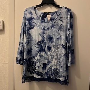 Chicos blue floral blouse